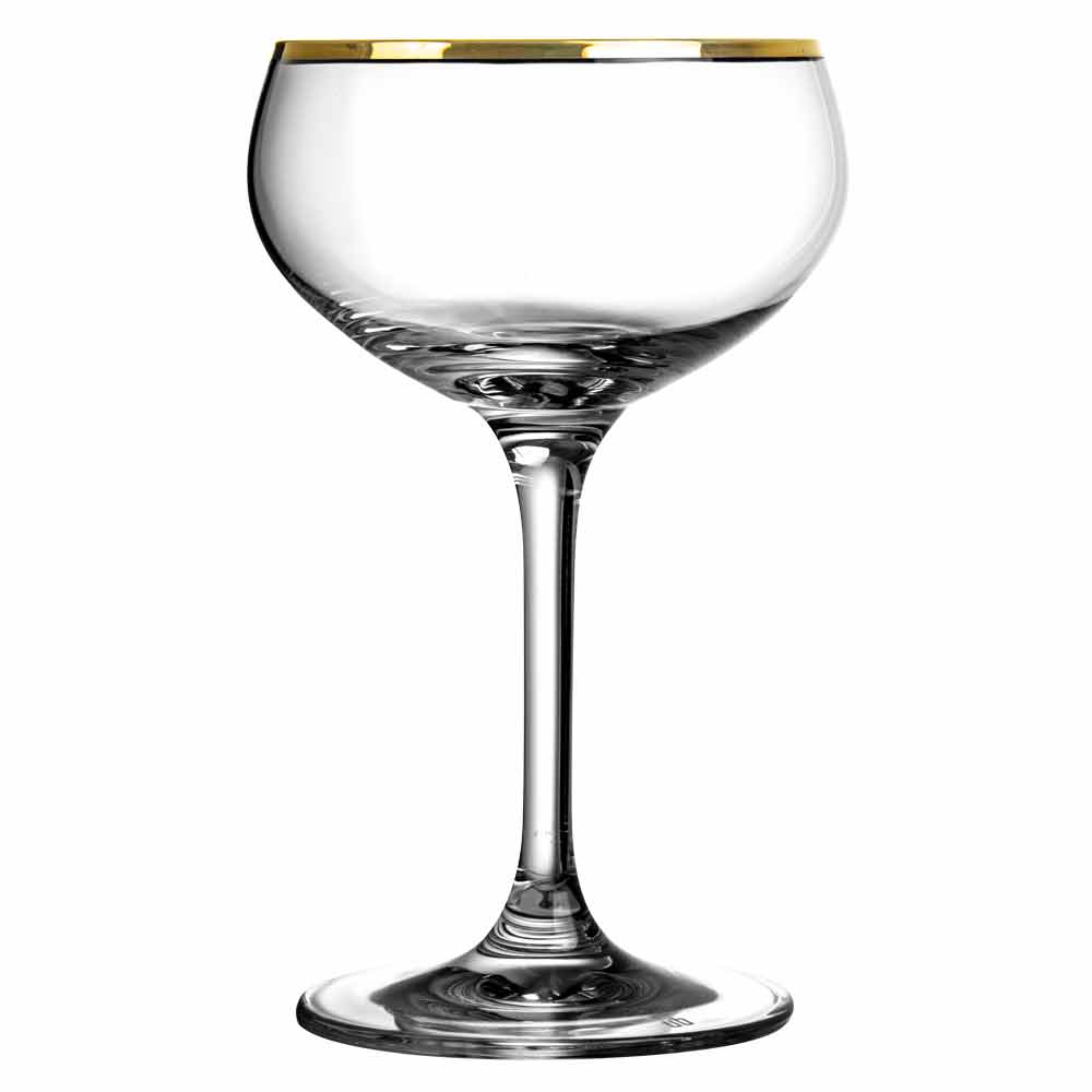 Urban Bar Gold Rim Nick & Nora Crystal Cocktail Glasses - Set of 4
