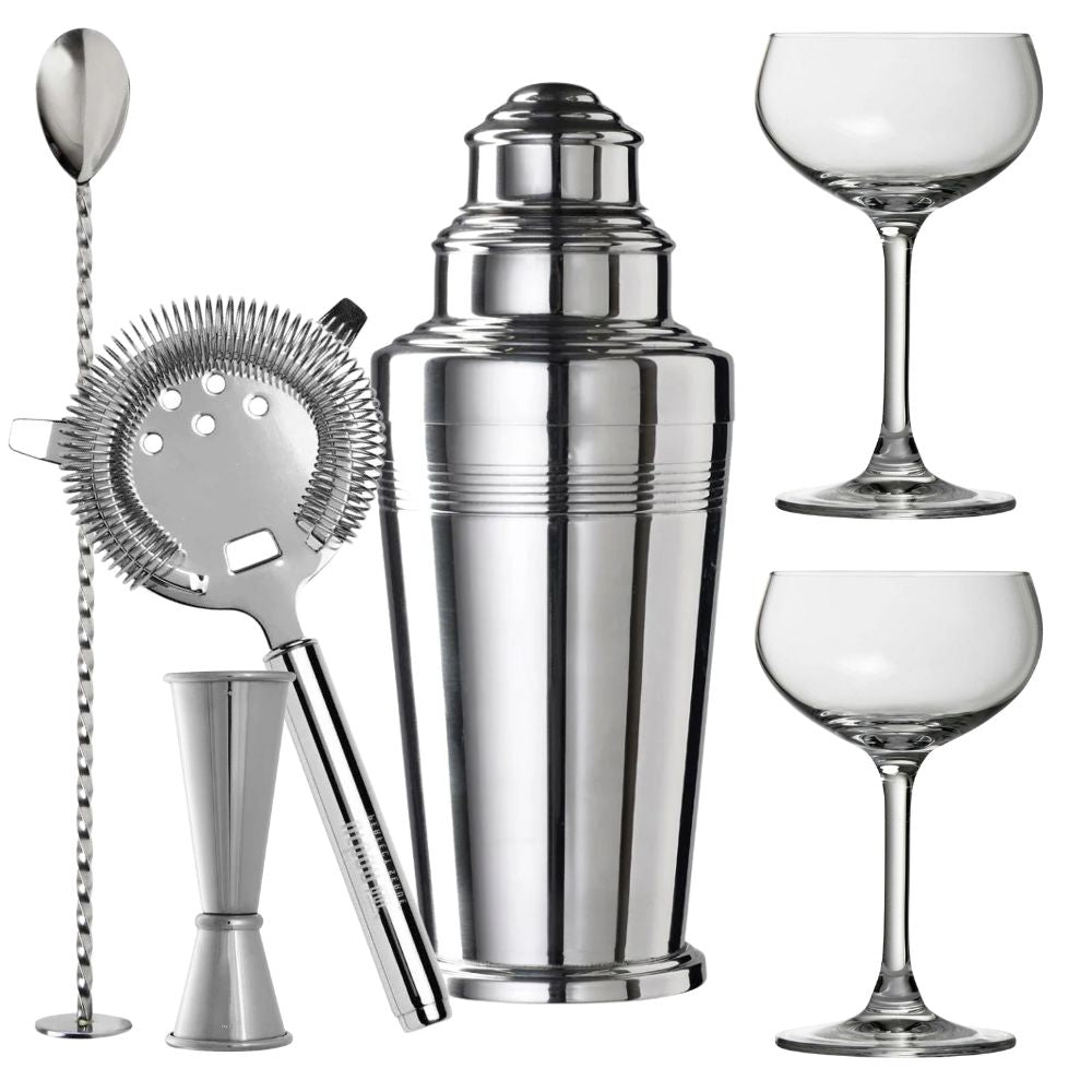 Cocktail Kit and Coupe Glass Set