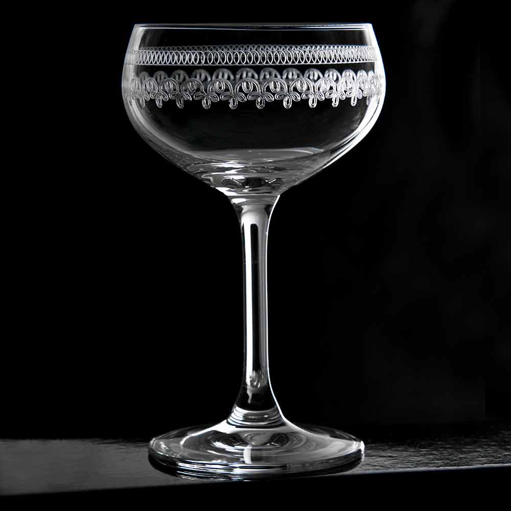 Vintage Etched Coupe Glasses