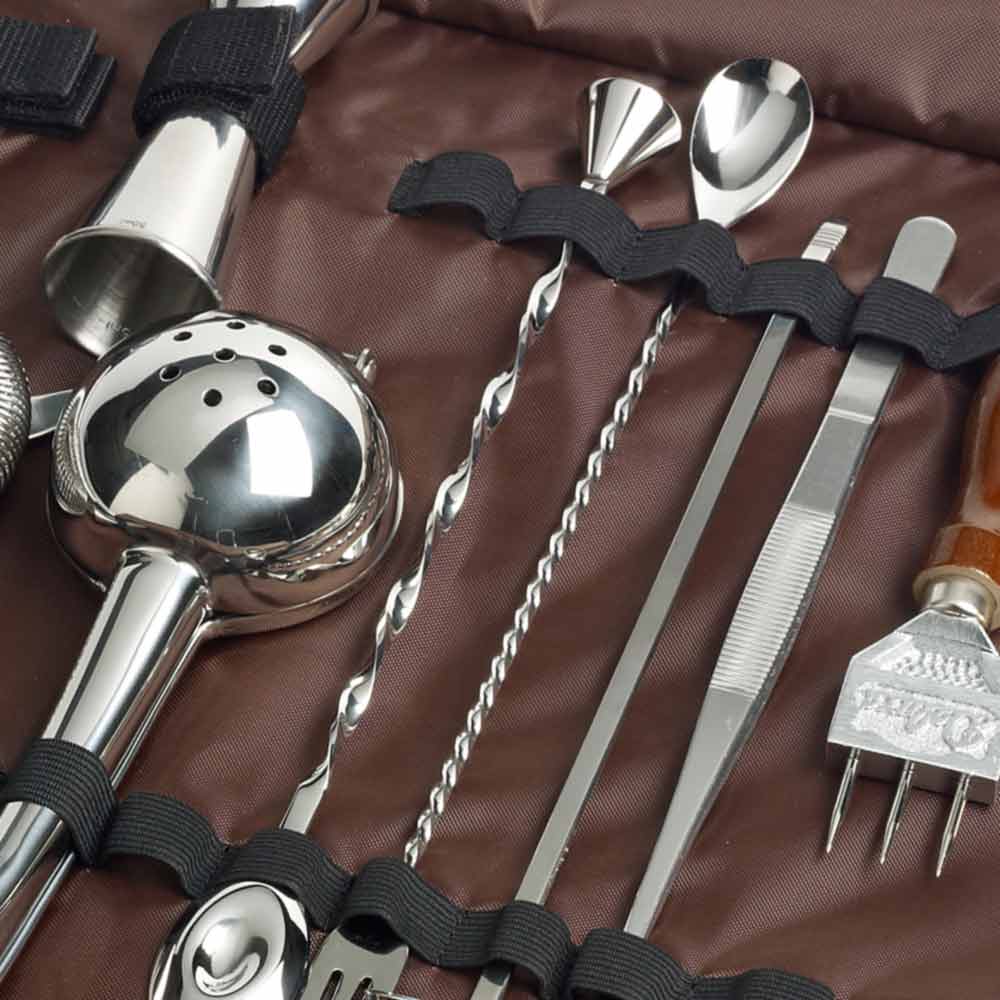 Leather Bartenders Roll Kit Bag for Cocktail Tools