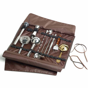 Leather Bartenders Roll Kit Bag for Cocktail Tools